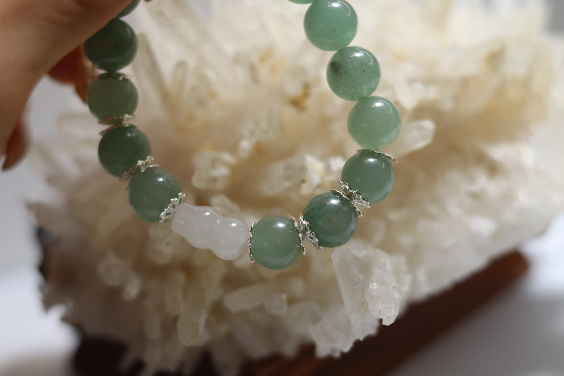 🌿 Natural Crystal Aventurine Gemstone Bracelet – Luck, Prosperity & Earth's Abundance 🌿