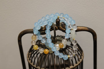 🌊 Natural Crystal Aquamarine Beaded Bracelet – Serenity, Courage & Ocean Energy 🌊